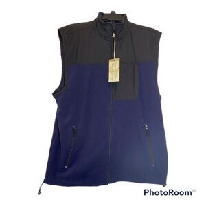 Ocean+Coast Mens Stand Up Collar Vest Black/Navy size Large Pockets Full zip